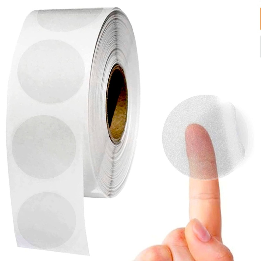 50 PCS ROUND CRYSTAL CLEAR SELF ADHESIVE TRANSPARENT 1” STICKERS